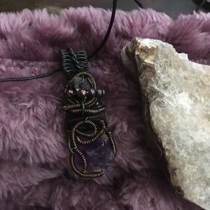 Amethyst and Smokey quartz wire wrap